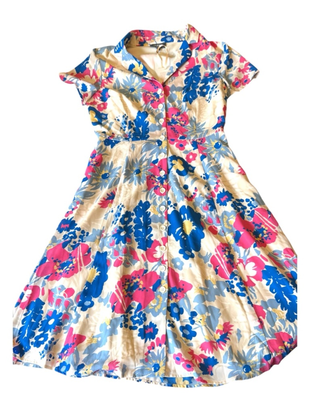 ModCloth Exciting Find Shirt Dress Women Small Floral Lined Pockets‎ Fit & Flare